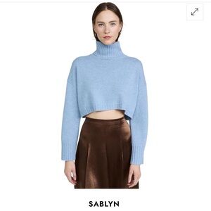 Sablyn Maroon Turtleneck Cropped Cashmere Sweater size small